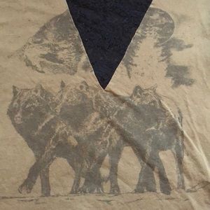 Olive green wolf pack lace tee